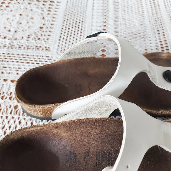 Birkenstock Sandals White Gizeh Thong Eva Slippers Slip-on Adjustable Buckle 34 - Picture 10 of 14